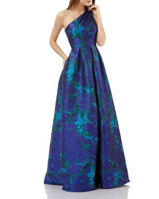 Carmen marc valvo discount one-shoulder gown purple