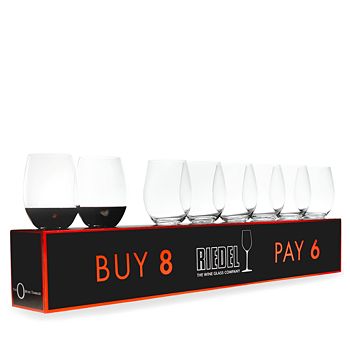 Riedel - O Stemless Chardonnay Glasses, Pay 6 Get 8