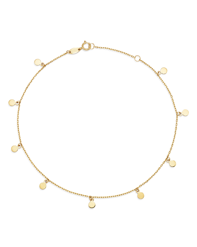 Moon & Meadow Disk Charm Ankle Bracelet In 14k Yellow Gold - Exclusive In Gold