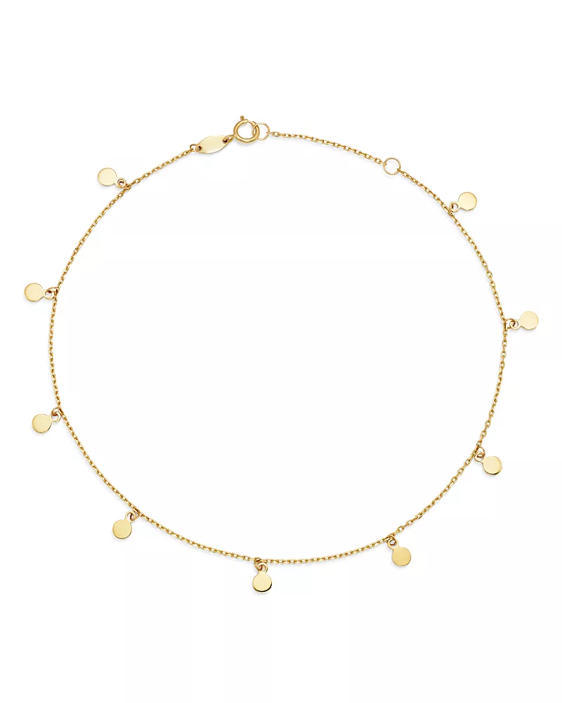 Moon & Meadow Disk Charm Ankle Bracelet in 14K Yellow Gold - Exclusive