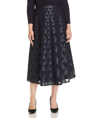 Lafayette 148 New York Adriel Laser-Cut Faux Leather Midi Skirt |  Bloomingdale's