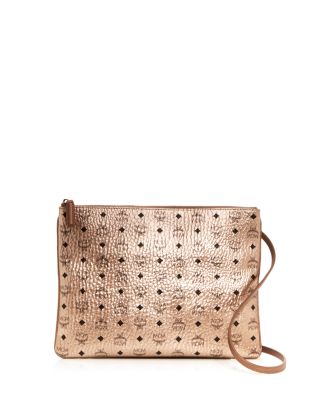 MCM Vicetos Champagne retailer Rose Gold Clutch