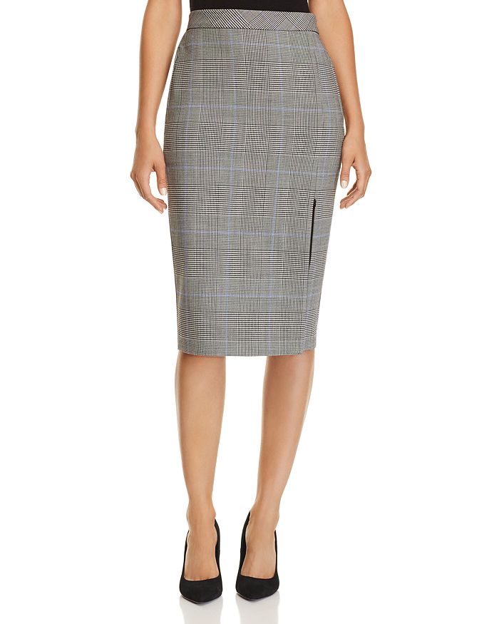 Theory plaid hot sale zip pencil skirt