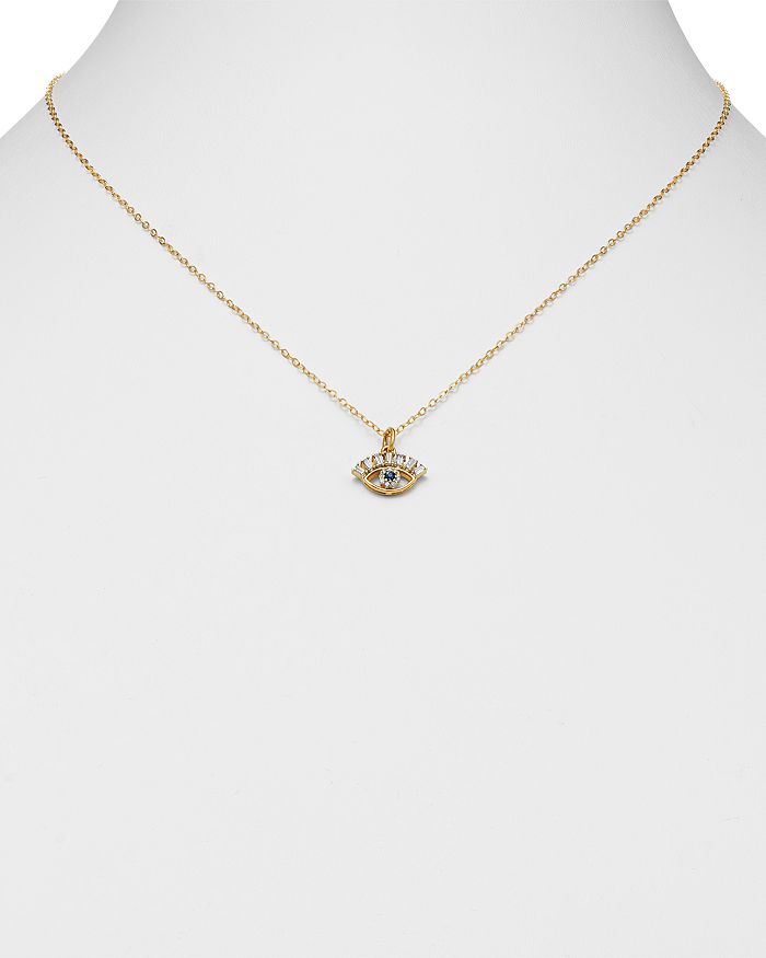 Shop Bloomingdale's Diamond & Blue Sapphire Evil Eye Pendant Necklace In 14k Yellow Gold, 18 - 100% Exclusive In Blue/gold