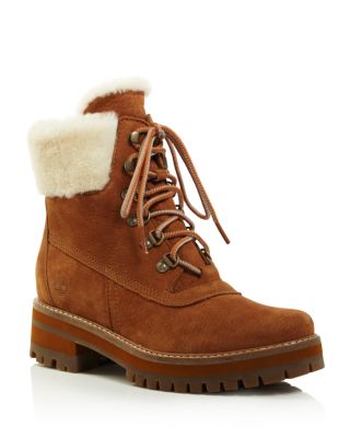 timberland women's courmayeur valley round toe suede & shearling boots