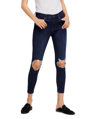 Free People - Busted Skinny Jeans in Dark Blue