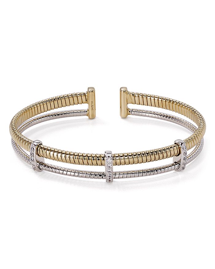 Nadri Omega Two-tone Open Cuff Bracelet In Gold/silver