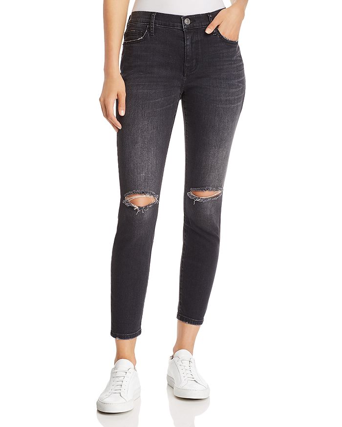 CURRENT ELLIOTT CURRENT/ELLIOTT THE STILETTO DISTRESSED ANKLE SKINNY JEANS IN 2 YEAR DESTROY STRETCH BLACK,PC-0-003243-PT1280