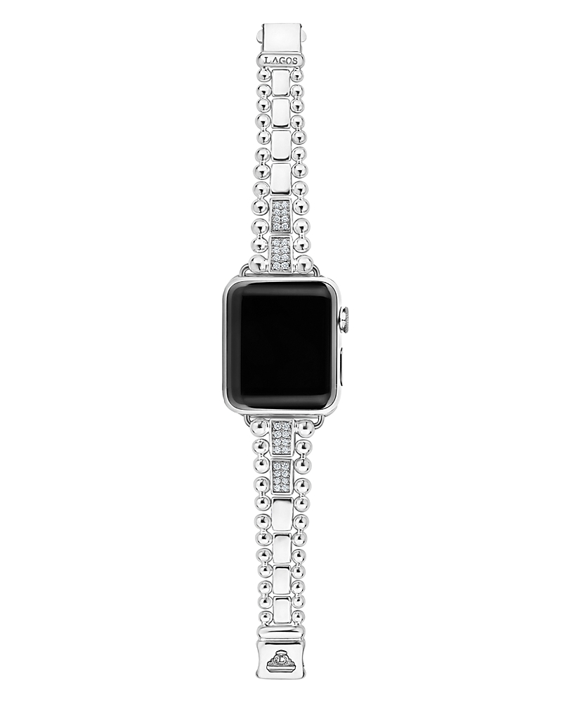 Lagos Smart Caviar Diamond Apple Watch Bracelet, 38-44mm In White/silver