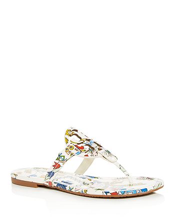 Tory Burch Women's Miller Floral Patent Leather Thong Sandals ...