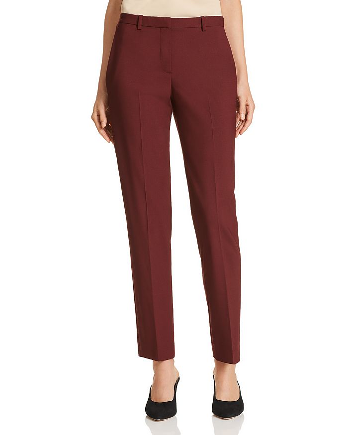Theory Hartsdale Wool-blend Stretch Pants In Deep Mulberry