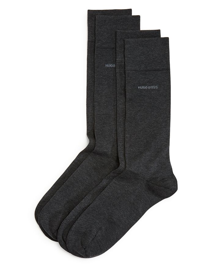 Hugo Boss Solid Dress Socks - Pack Of 2 In Charcoal Grey