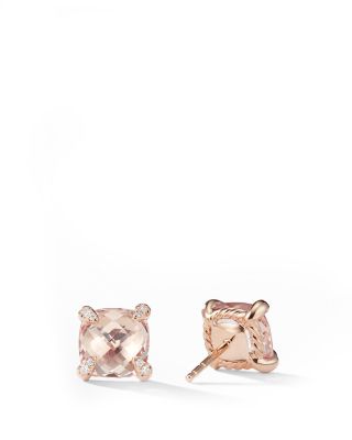 Ch&acirc;telaine&reg;  Stud Earrings with Morganite & Diamonds in 18K Rose Gold