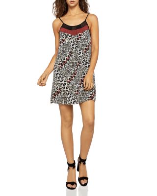 BCBGeneration Women's Printed Slip Dress – Lace Trim Adjustable Strap Dress - View #6