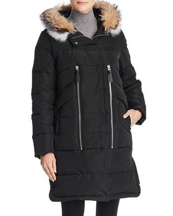 Derek Lam 10 Crosby Hooded Fox Fur Trim Mixed Media Down Coat