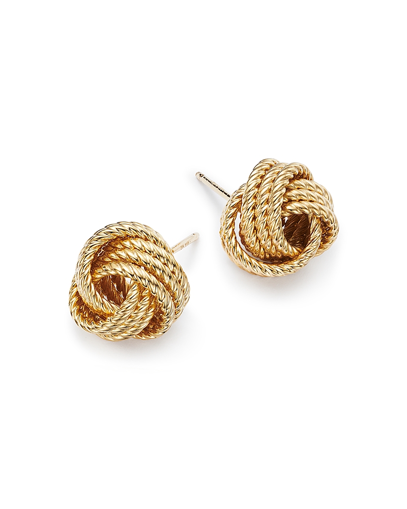 14K Yellow Gold Twisted Love Knot Earrings