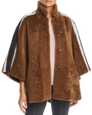 reversible lamb shearling cape - 100% exclusive in ocre