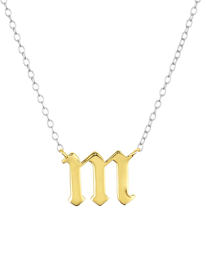 Argento Vivo Two Tone Gothic Initial Pendant Necklace, 16 In Two Tone/m