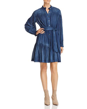Rebecca Taylor Long-Sleeve Tissue-Denim Dress | Bloomingdale's