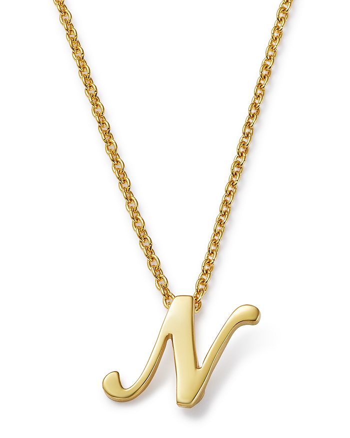 Roberto Coin 18k Yellow Gold Cursive Initial Necklace, 16 In N/gold