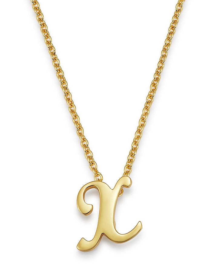 Roberto Coin 18k Yellow Gold Cursive Initial Necklace, 16 In X/gold