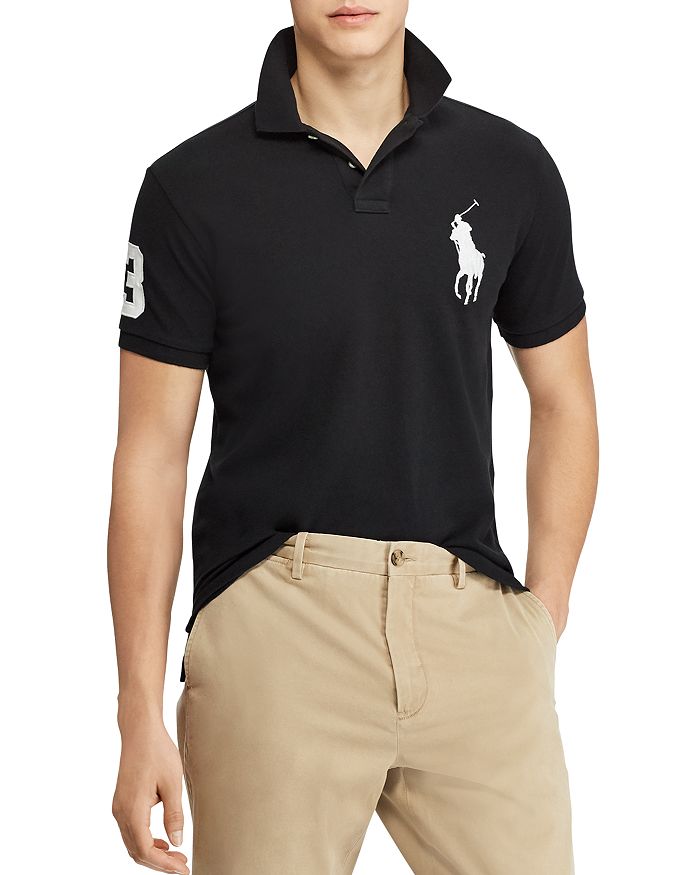 Shop Polo Ralph Lauren Big Pony Custom Slim Fit Mesh Polo Shirt In Black
