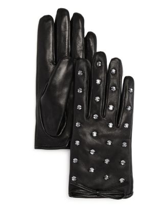 kate spade new york Bedazzled Leather Gloves | Bloomingdale's