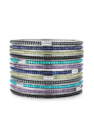 LAGOS Sterling Silver Caviar Icon Beaded Bangle Bracelet