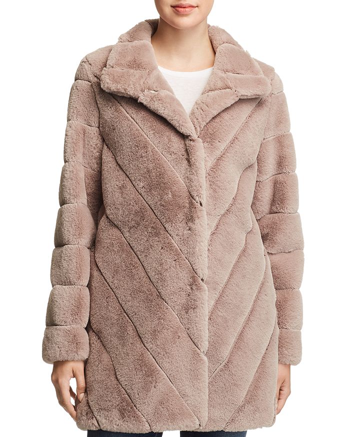Calvin Klein Faux Fur Coat In Thistle