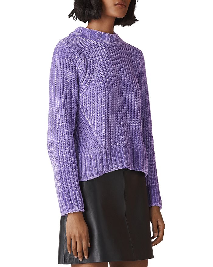 Lilac Cropped Chenille Sweater, WHISTLES