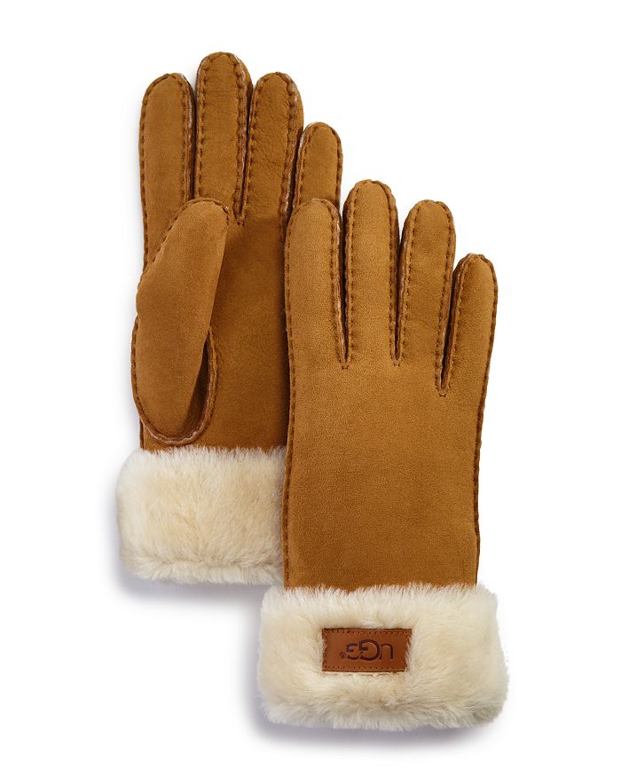 Shop Ugg Shearling Gloves In Chestnut