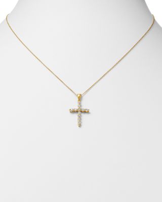 Diamond Large Cross Pendant Necklace in 14K Yellow Gold, 0.50 tcw 