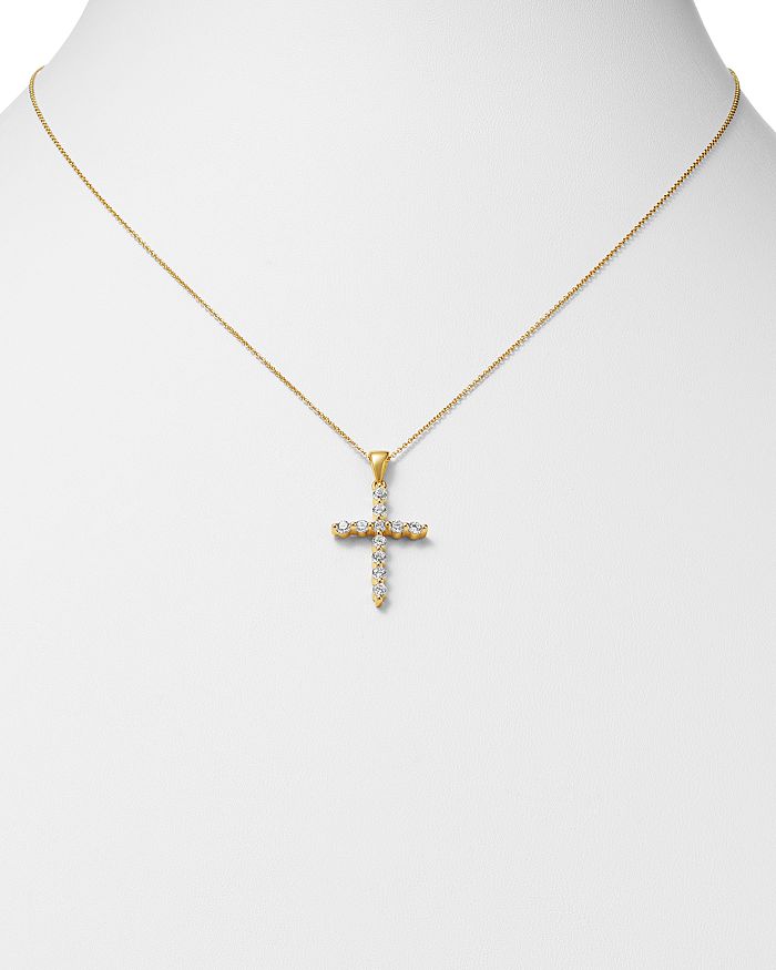 Shop Bloomingdale's Diamond Large Cross Pendant Necklace In 14k Yellow Gold, 0.50 Ct. T.w. - 100% Exclusive In White/gold