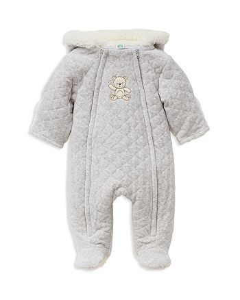 Little Me Unisex Heathered Faux Fur Hooded Teddy Bear Footie