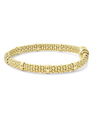 18K Yellow Gold Caviar Small Diamond Slim Station Bracelet