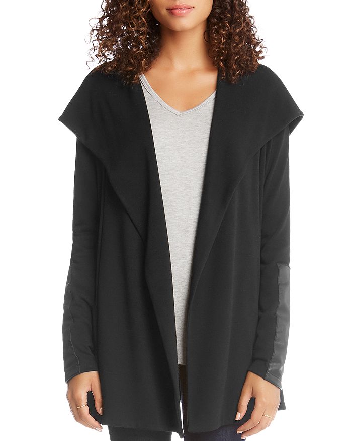 Karen Kane Hooded Faux Leather Trim Jacket Bloomingdale's
