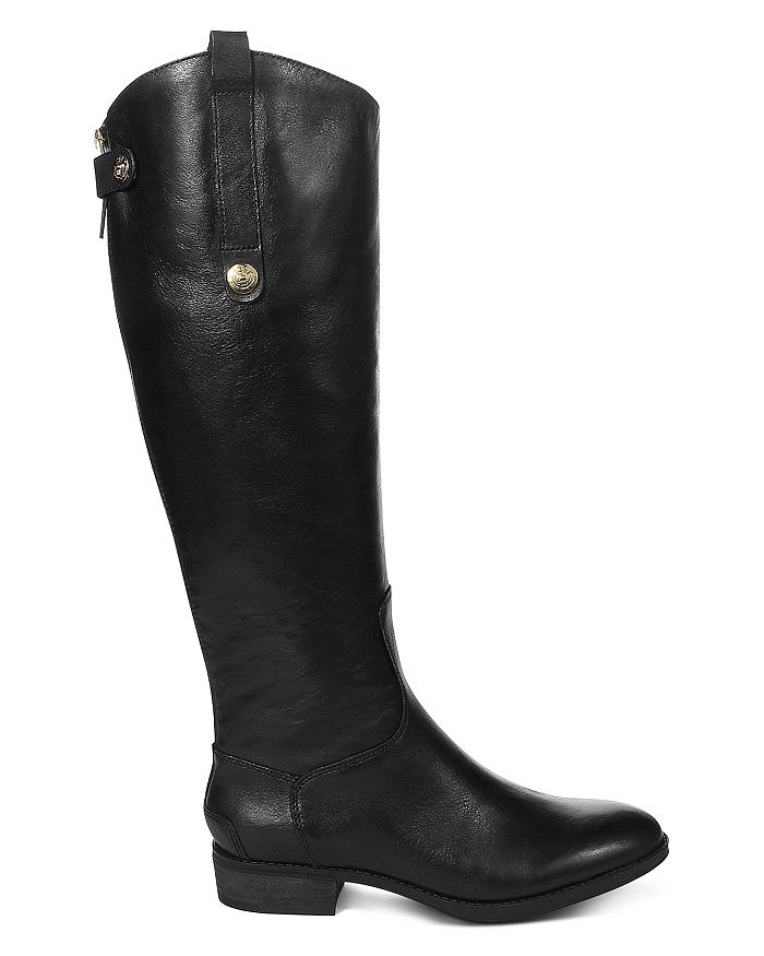 Shop Sam Edelman Women's Penny Round Toe Leather Low-heel Riding Boots In Black