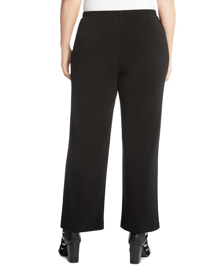 Shop Karen Kane Plus Plus Crepe Straight-leg Pants In Black