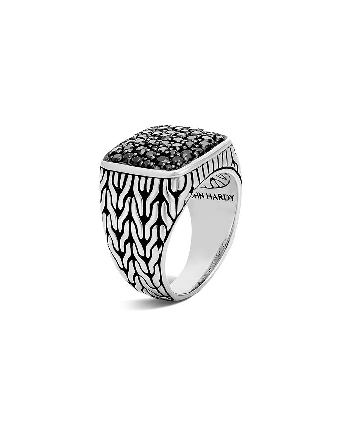 Shop John Hardy Sterling Silver Classic Chain Black Sapphire Signet Ring In Black/silver