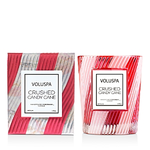 Voluspa Crushed Candy Cane Classic Textured Glass Candle In Candy Cane