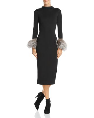 alice and olivia fur cuff dress