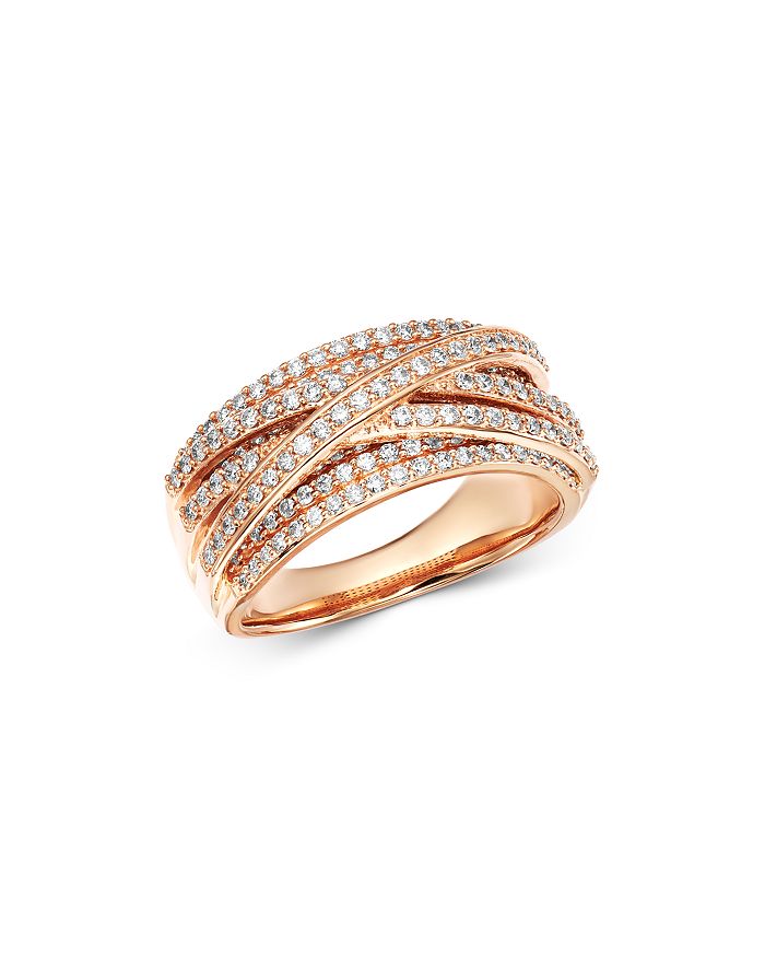 Bloomingdale's Diamond Crossover Ring In 14k Rose Gold, 1.0 Ct. T.w. - 100% Exclusive In White/rose Gold