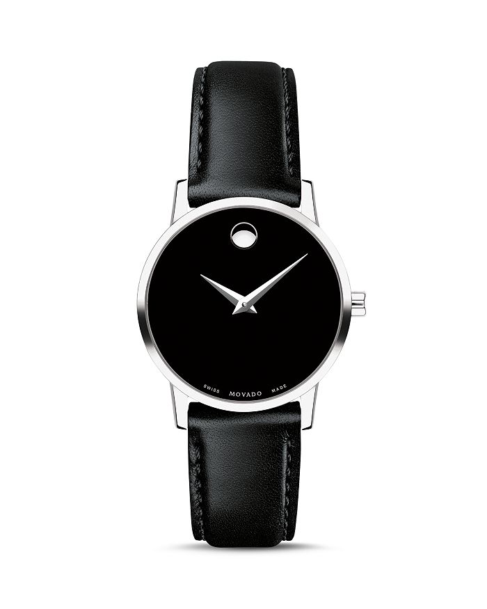 Shop Movado Museum Classic Black Leather Strap Watch, 28mm