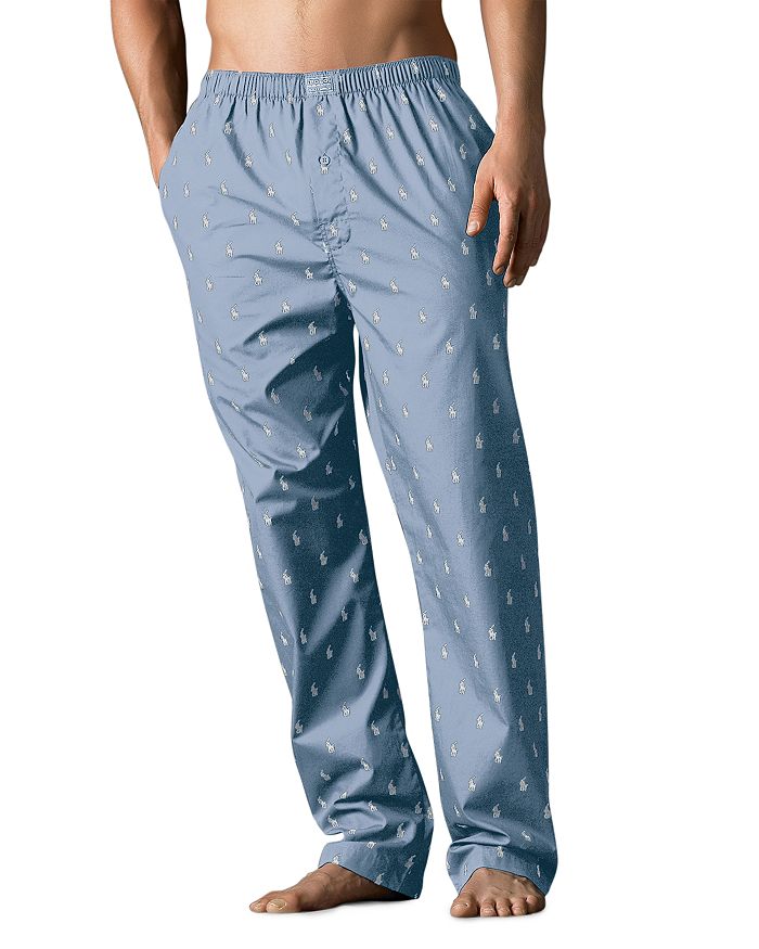 Shop Polo Ralph Lauren Allover Pony Print Pajama Pants In Beach Blue