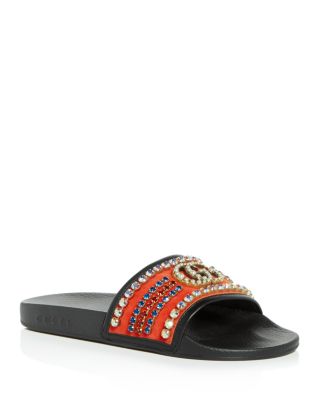 gucci embellished slides