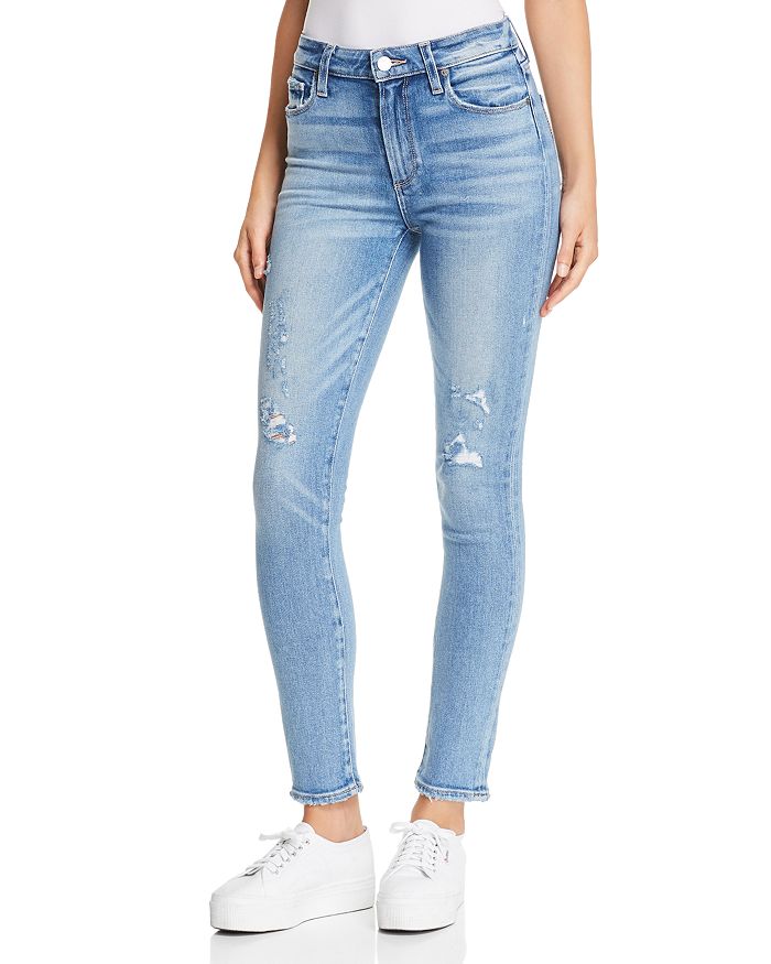 PAIGE Hoxton Ankle Skinny Jeans in Kayson Distressed | Bloomingdale's