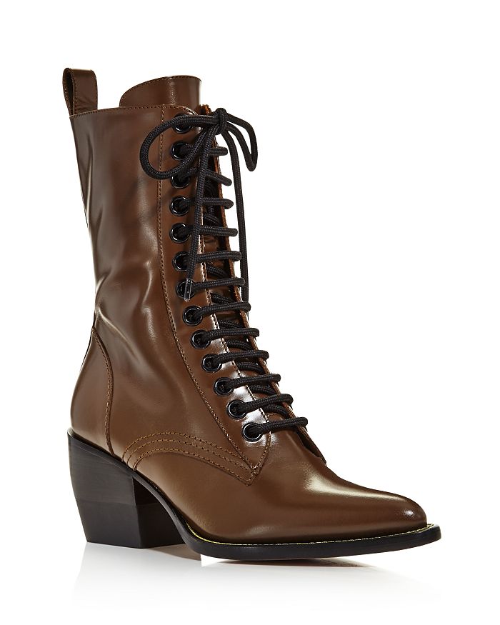 Chloé Women's Rylee Pointed Toe Leather Mid-Heel Boots | Bloomingdale's