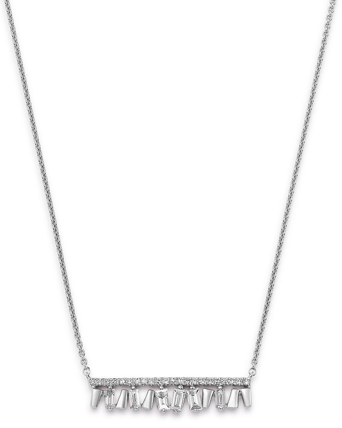 Kc Designs 14k White Gold Mosaic Diamond Bar Necklace, 18