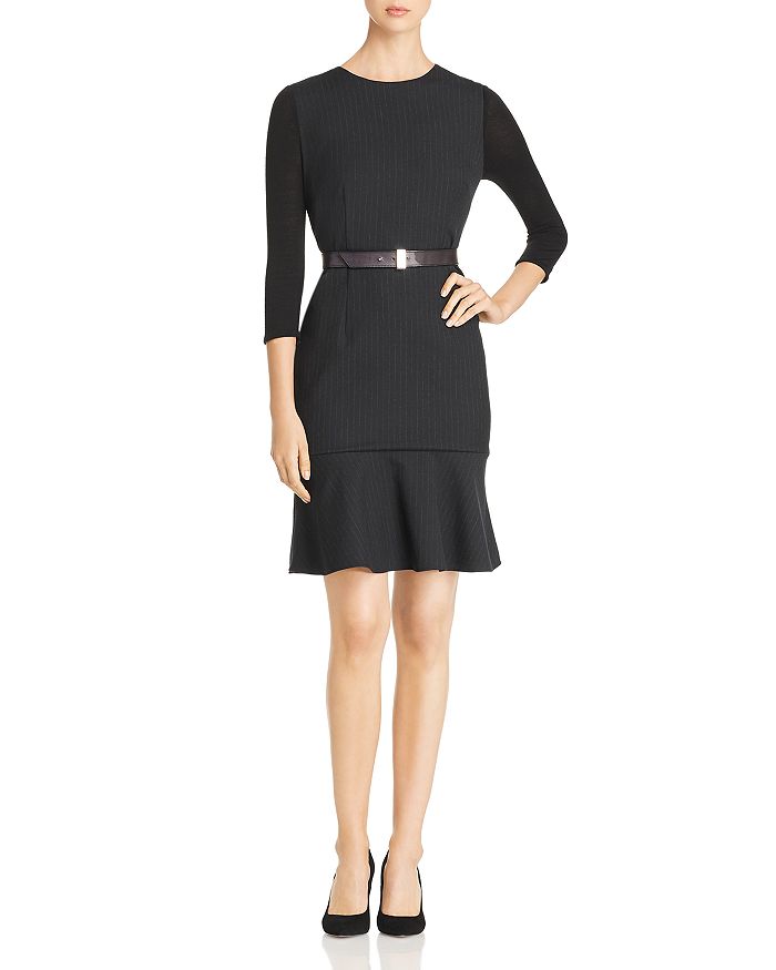 Elie Tahari Storm Pinstriped Flutter Hem Dress Bloomingdale s