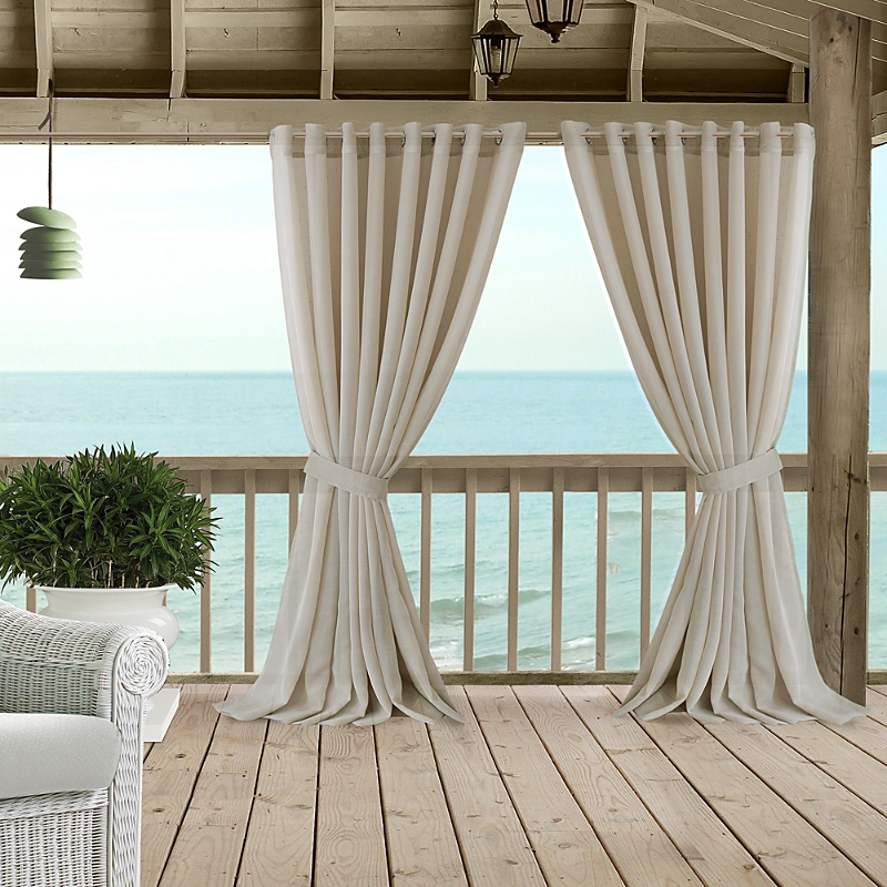 Elrene Home Fashions Carmen Sheer Indoor/outdoor Tieback Curtain Panel, 114 X 108 In Natural